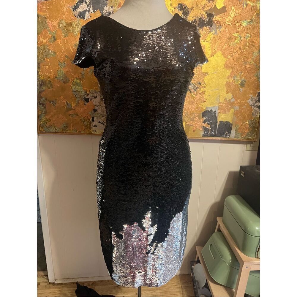 Interactive Renn Sequined Black/Silver Bodycon Co… - image 3